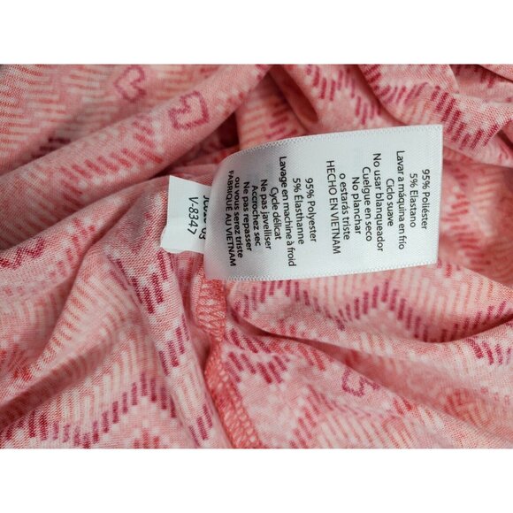 LulaRoe XL 3392 GiGi Peach Heart Squiggly Line Short Sleeve Poly/Spandex Shirt - Picture 12 of 12